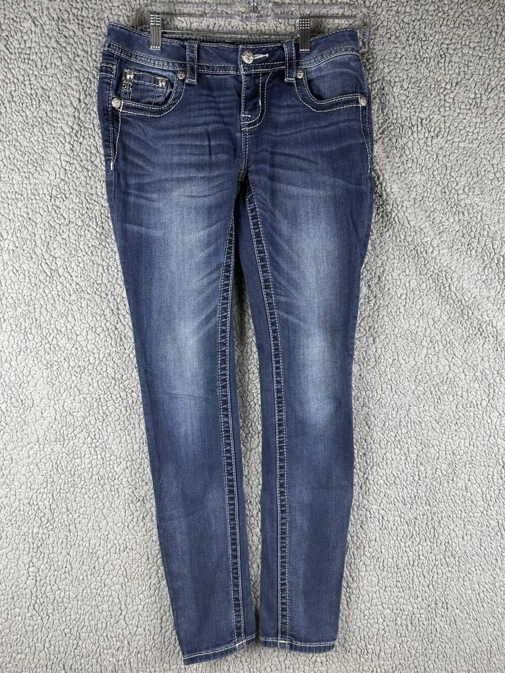 Miss Me Angel Wing Rhinestone Signature Skinny Jeans Size 27 Boho Festival
